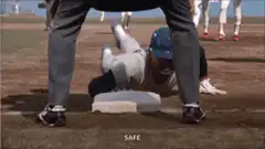 Baseball umpire signals safe