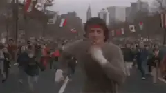 Rocky Balboa running in the streets