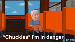 Biden chuckles on bus