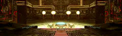 Pixel art throne room with glowing blue orb
