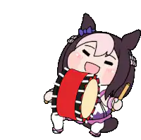 chibi character playing taiko drum