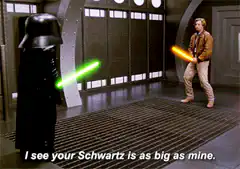 Darth Vader and Luke Skywalker lightsaber meme