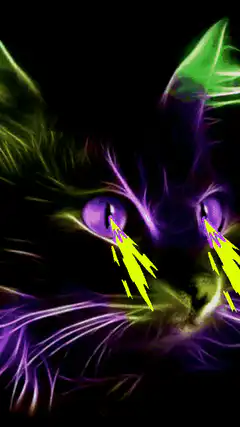 Psychedelic cat with glowing eyes