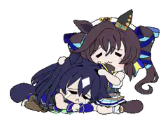 chibi characters hugging