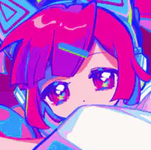 Anime girl with pink hair sleeping