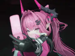 Pink-haired anime girl taking a selfie
