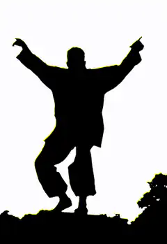 silhouette man arms raised