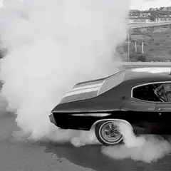 muscle car burnout black and white