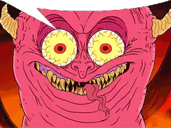 Pink demon laughing maniacally