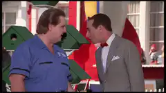 Two men face off with birdhouses