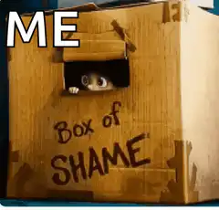 Me in the box of shame