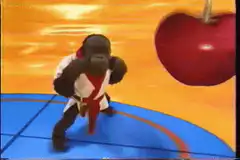 Gorilla karate chops apple into juice