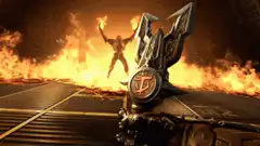 Doom Slayer wields the Crucible
