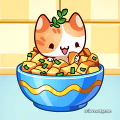 Cat eats tofu and gets full