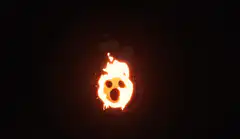 burning skull face in flames
