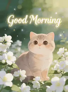 Good Morning Cat with Flowers