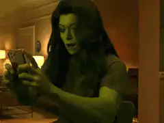 She-Hulk looking at phone