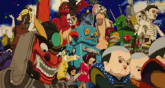 Cute girls with retro monsters and robots