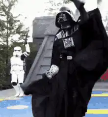 Darth Vader and Stormtrooper dancing