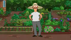 Bob Belcher dancing in the garden