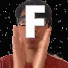 Man with letter F over face