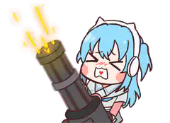 chibi girl firing minigun