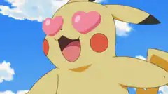 Pikachu and Piplup with heart eyes