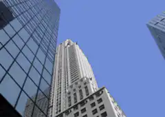 Shade text over skyscrapers