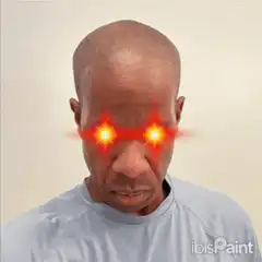 Man with glowing red laser eyes