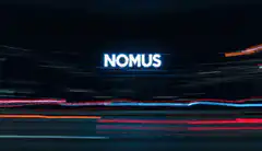 NOMUS logo with light trails