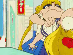 Sailor Moon punching Usagi