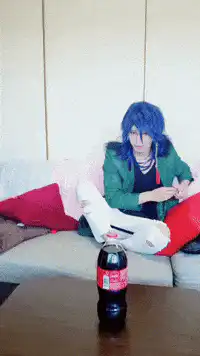 cosplayer drinks exploding coke