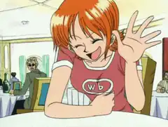 Nami waving happily