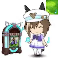 anime girl dancing with jukebox