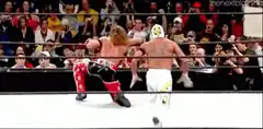 Rey Mysterio performs a 619 on a wrestler