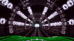 Train tunnel with floating numbers