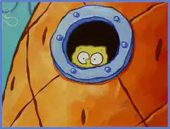 SpongeBob looks out porthole then disappears