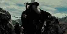 Gandalf and Legolas fight the Nazgûl
