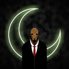 Dogman in suit with glowing crescent