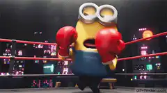 Minion boxer celebrating in ring