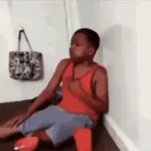 Boy spits out drink