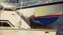 Man pulled off boat by fishing line