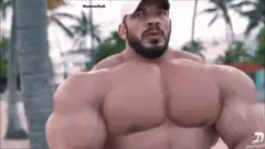 Huge Muscular Man Flexing Chest