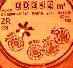 Water meter dials spinning