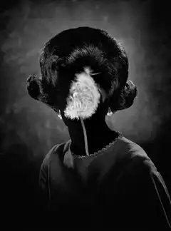 Woman with dandelion face
