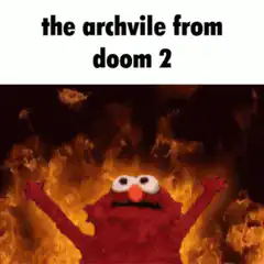 Elmo as the Archvile from Doom 2