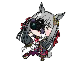 chibi horse girl taking photo