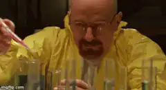 Walter White mixing chemicals