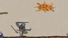 Medieval knight fights rabbits