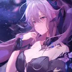 anime girl winking purple hair